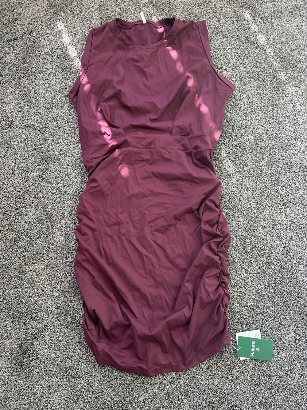 HALARA Sleeveless Ruched Side Mini Dress in Plum